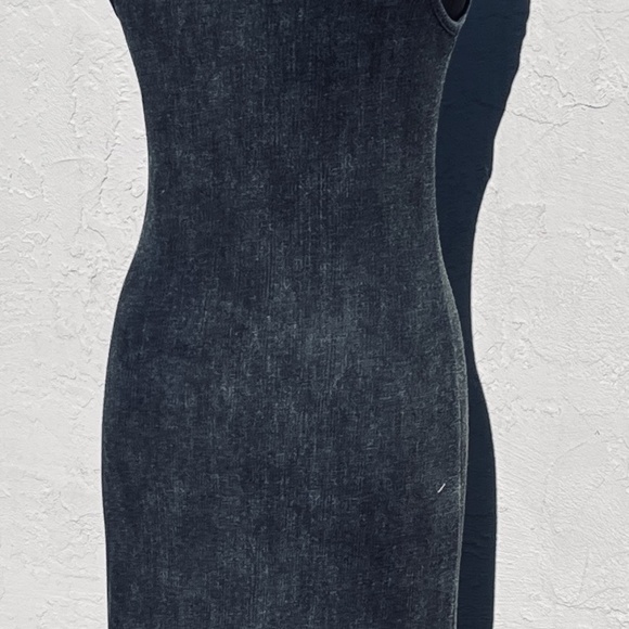SAGA Dress Made in Italy Maxi Mock Turtle sleeveless blue/grey Florence split - Picture 5 of 10